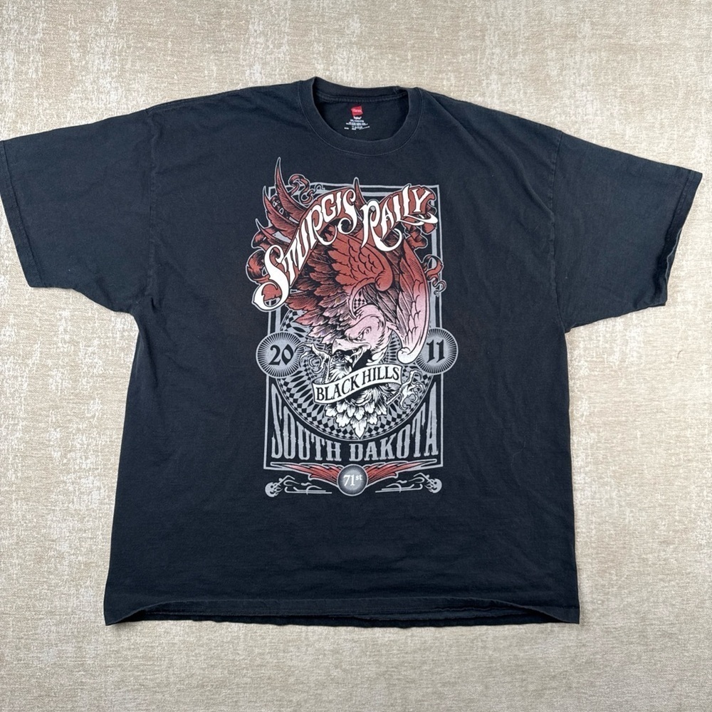 Worn Biker Motorcycle " 2011 STURGIS RALLY 71st BLACK HILLS SD " T Shirt Tee
